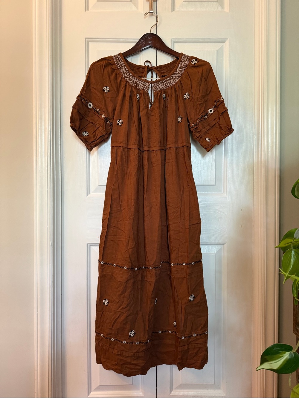 Old Navy Brown Embroidered Maxi Dress